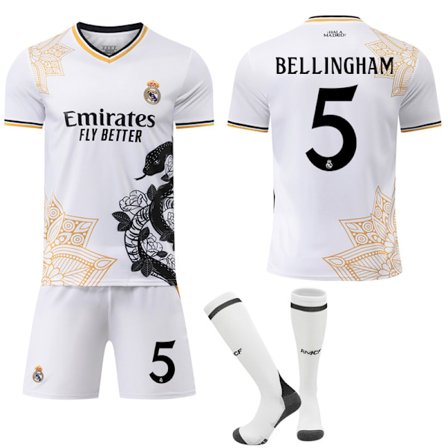 2025-2026 Real Madrid Snake Anniversary Edition Fotbollströja För Barn Vuxen Med Strumpor No.5 Bellingham