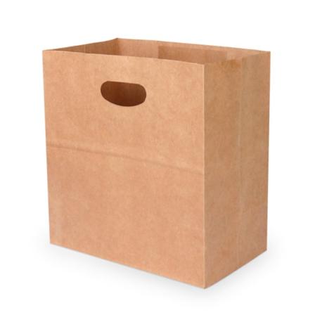 Naturlig 11" x 6" x 11" Die Cut Tote [pakke med 100] Kraft Food Service Tasker