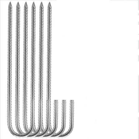 5-pak galvaniserte teltplugger i stål, 30CM sardiner hageplugg, hage stifter bakkeplugger, sølv