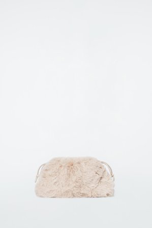 COS Women's Cavatelli Mini Clutch Bag Fur Effect in White