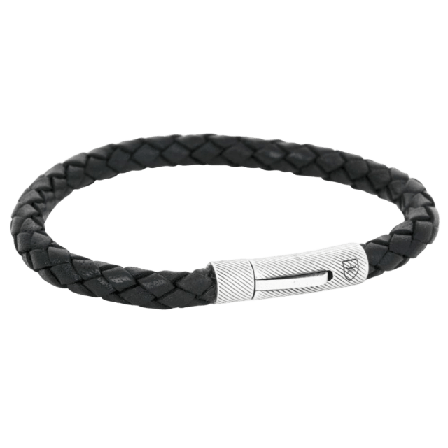 by BILLGREN Silver/läderarmband | flätat | Nobel Accessoarer Herr Svart 21 cm