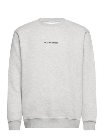 Slhhankie Logo Crew Neck Sweat Noos Tops Sweat-shirts & Hoodies Sweat-shirts Grey Selected Homme