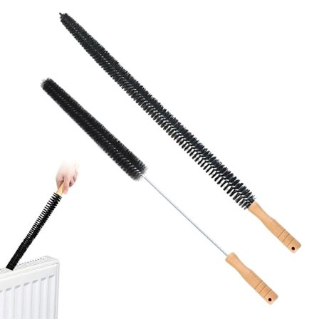 2 st böjbara elementborstar, inkluderar 1 st långt borsthuvud för element och 1 st långt handtag för luddrengöring