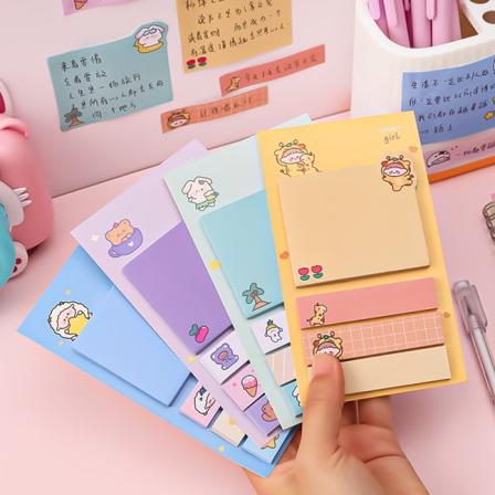 4 st. Cartoon Memo Pad Kanin Notering Klistermärke Dekal Clip Bok DIY N