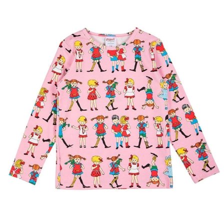 Pippi Langstrømpe- Pippi med venner-skjorte pink