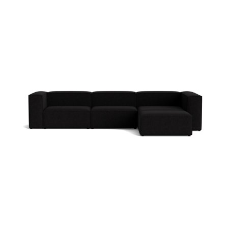 Lissabon XL Chaiselongue-Sofa, rechts | 360 cm in Danubio Schwarz, modernes Design, bequeme Polsterung, hochwertige Verarbeitung, einfarbig