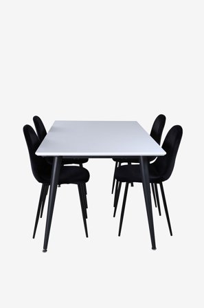 Venture Home - Ruokailuryhmä Jimmy ja ruokapöydän tuolit Polar, 4 kpl - Valkoinen - Ruokailuryhmä 4 hengelle - - Homeroom