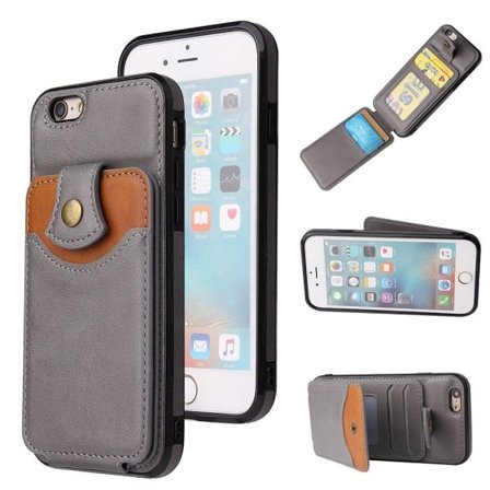 TG iPhone SE 2022 - Ammattimainen Kotelo Korttitaskulla Harmaa
