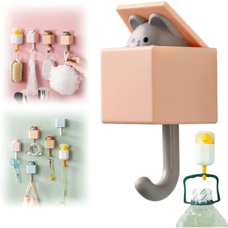 Kreativ selvklebende kleskrok, søt kattenøkkelholderkrok, pop-up ca
