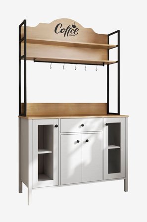 Hanah Home - Kaffe barskab Melvin - Hvid - Hylder - Fra Homeroom