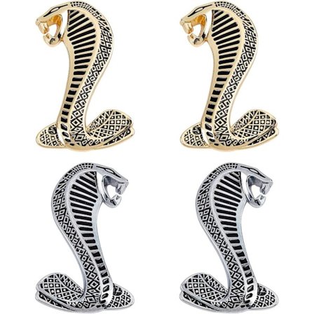 4 stk. 95x59mm 3D Cobra Slange Emblem Klistermærker Dekal Badge Kit Auto