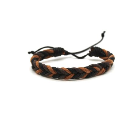 Brown braided bracelet in genuine different shades & leather strap