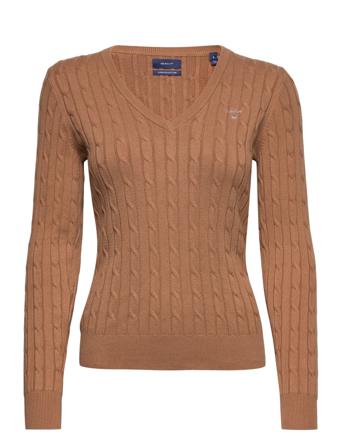 Stretch Cotton Cable V-Neck Brown GANT