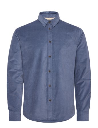 Akleif Solid Cord Shirt Blue Anerkjendt
