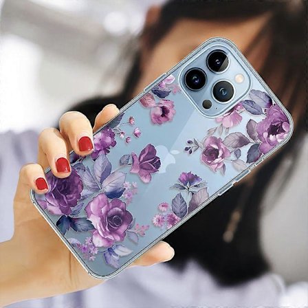 Skal Kompatibelt med iPhone 14 PRO MAX Stil 4, Transparent Silikonskal med Blomstermönster för iPhone 14 PRO MAX