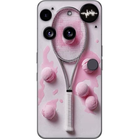 Kompatibel Mobilcover til Nothing Nothing Phone (3) Rosa glaskugler og tennisketsjer i et kreativt stillbillede med legende popfølelse og moderne des