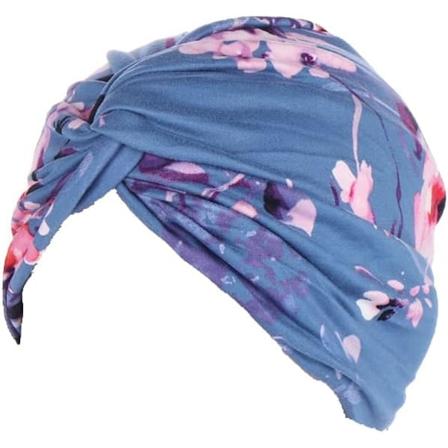 Esitetty päänauha Kemoterapia päähine naisille UK Beanie Huivi Turbaani Hattu Kukka Puuvilla Tuntuu Tyyli Alopecia Bandana Pää Peite Blue Floral