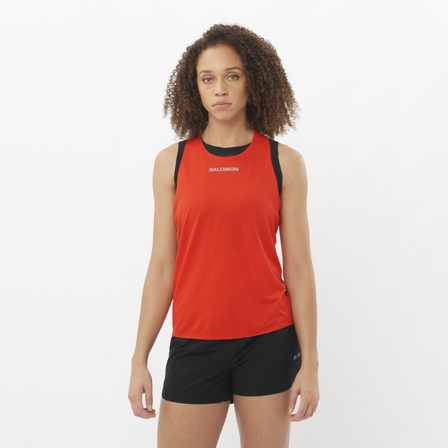 Salomon - T-shirty Odzież S/lab Speed Singlet W - Fiery Red