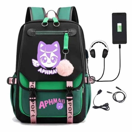 Aphmau Ryggsäck för Barn, Ryggsäckar, Ryggväska med USB-uttag, 1 st