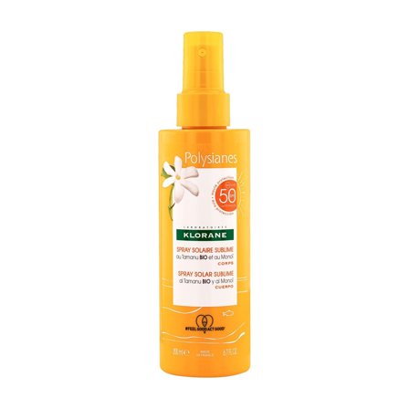 Klorane Spray Solare Sublime SPF 50 al Monoï e Tamanu BIO 200ml - Spray solare corpo alta prot.