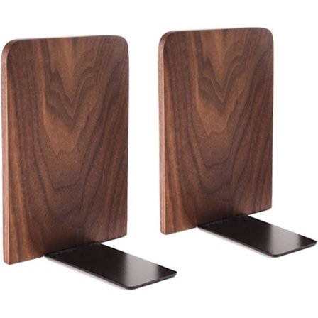 Heiqlay Bokblock, Bokkil, Bokstöd I Svart Valnöt För Hyllor, Halksäker Bokstöd Organizer Förvaringsställ 17x13cm För Hemmakontor (Kvadrat)