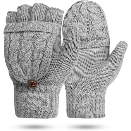 Crday Naisten Käsineet Sormettomat Lapaset - Lämpimät Talvikäsineet Lämpöä Heijastava Kaapelineule Lahjaksi