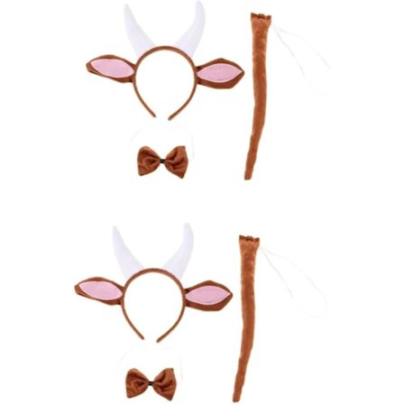 2 Set Get-Horn Pannband Djurdräkter Tillbehör Djur Pannband Djurdräkt Get Horn och Öron Hundöron Pannband Plysch Get Huvudbonad Djuröra