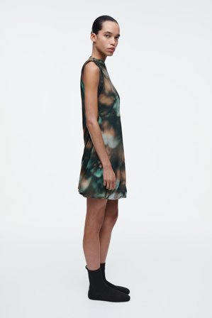 COS Women's Printed Draped Silk Dress