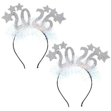2026 Glitter Stjerne Hårbånd Godt Nytår Sølv Hårbånd 2 stk [HK]