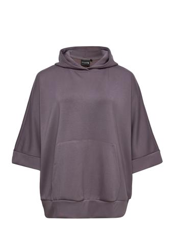 Aella, 3/4, Sweat Hoodie Trøje Lilla Zizzi