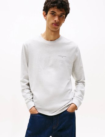 Tommy Jeans Tjm Slim Chest Linear Ls Tee Ext - White - XXXL