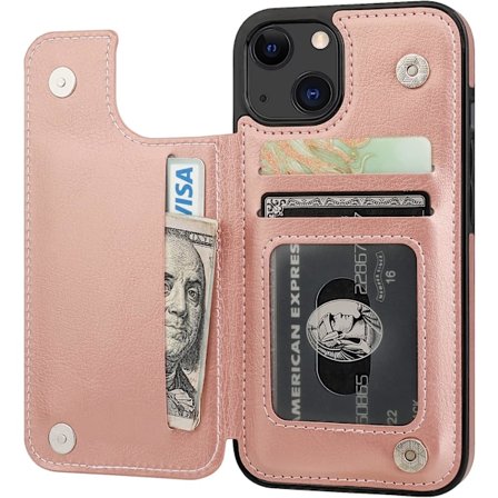 (Roséguld) Kompatibel med iPhone 13 Plånboksfodral med Kortinnehavare