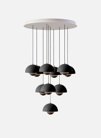 Flowerpot Chandelier VP1 10-lys Ø77 - sort