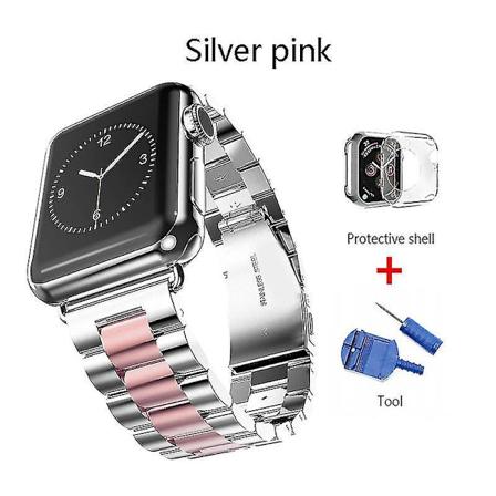 Rustfrit stålrem til Apple Watch - 40mm/44mm - Sport Metal Watchband til iWatch - 38mm/42mm - Armbånd 40mm Sølv pink Værktøj