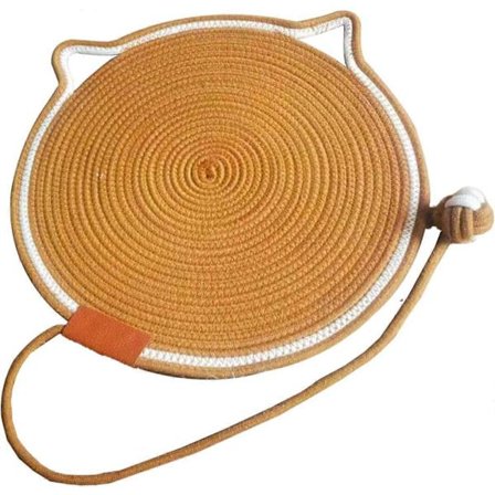 Katteklorematte, Katteklorepute i naturlig bomullstau, 42 cm rund horisontal gulvklorepute til katter