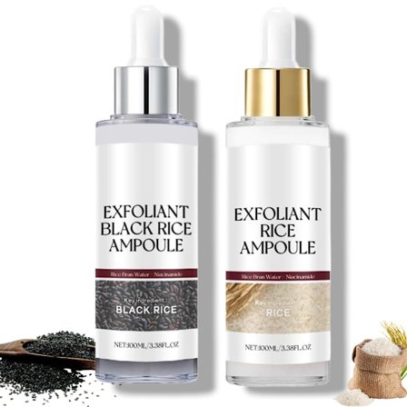 Exfolierande serum med svart och vitt ris, ampull med ris och svart ris, Peels Shot