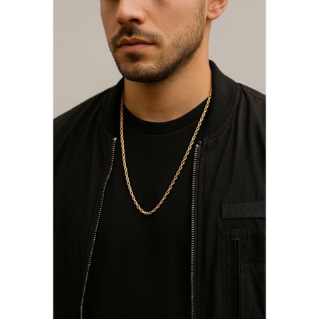 Guldfärgad kedja 70 cm – Tjock repdesign