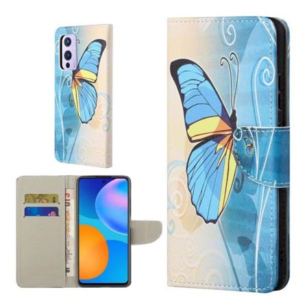 Wonderland OnePlus 9 Pro Flip Etui - Blå Sommerfugl Blue