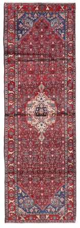 Oriental Hamadan Rug 106X330 Runner Dark Red/Black Wool, Persia