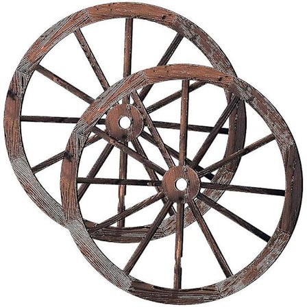 Väggdekor i trävagnshjul - Vintage trädekor för bar eller garage (2 st)
