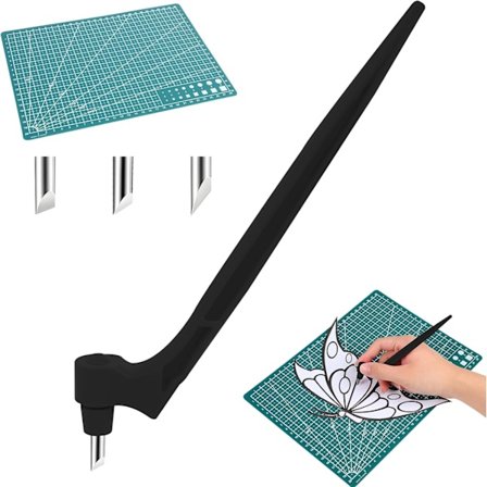 Hobbykniv med roterende blad, 360-graders skærepen i rustfrit stål til stencils scrapbøger DIY-håndværk (sort)