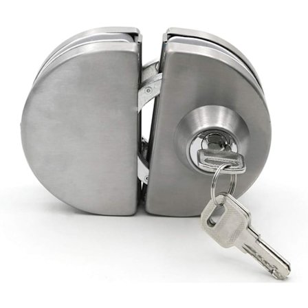 Låsbart dörrhandtag i glas, fodral, hållbart kromat rostfritt stål, skrivbordsdörr i glas 10 mm-12 mm, ingen borrning, stöldskyddsfunktion