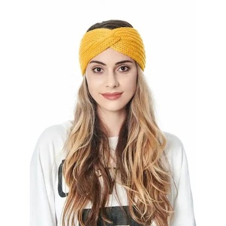 Neulottu otsapanta, jossa kaunis solmu edessä boho talvi syksy