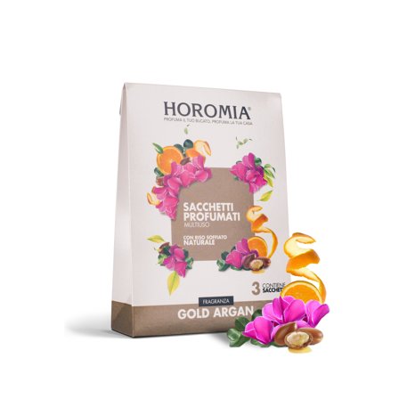 HOROMIA Sacchetti Profumati Riso Profumato Gold - Argan 3pz - Prodotti bucato