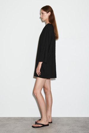 COS Women's Linen A-Line Mini Dress in Black