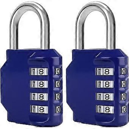 [2 stk.] 4-sifret kombinasjonshengelås, vanntett kombinasjonslås, vanntett metall og belagt stål kombinasjonslås - Blå
