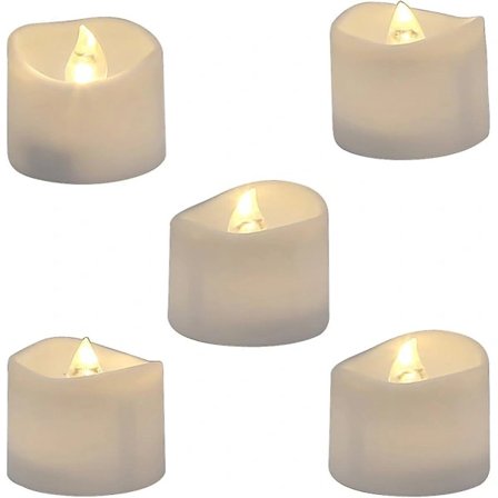 Realistiske og lyse flimrende lyspærer Batteridrevne flammeløse LED-telys for sesong- og festivalfeiringer, pakke med 12, Elektrisk fal...