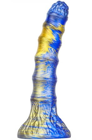 Metallic Fantasy Dildo Bamspin Blue/Gold 17,5 cm