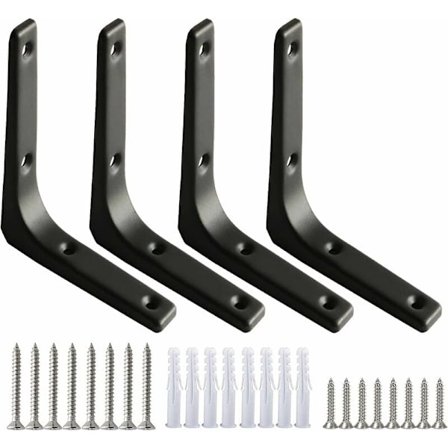 4 stk sorte veggbraketter, kraftige braketter, 100 x 100 mm