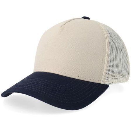 Equip - Beige trucker Keps - Beige/Navy Canvas A-frame Trucker @ Hatstore